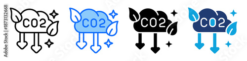Carbon Neutrality Icon Set Multi Style Vector Illustration