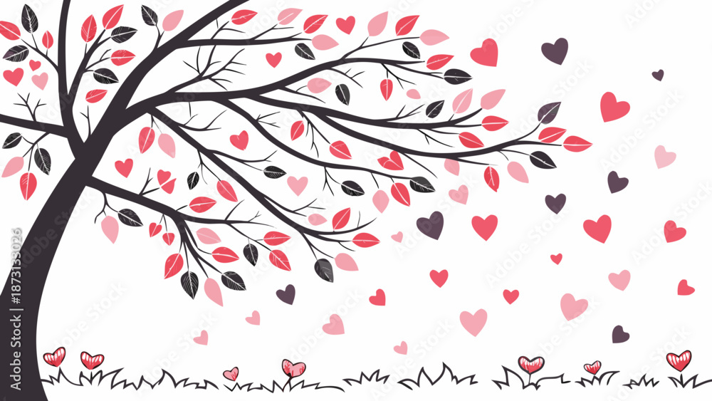 Fototapeta premium Heart Tree Illustration Love and Romance in Nature.