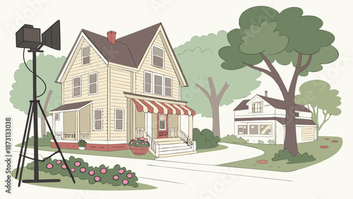 House on Set A Film Production Scene.