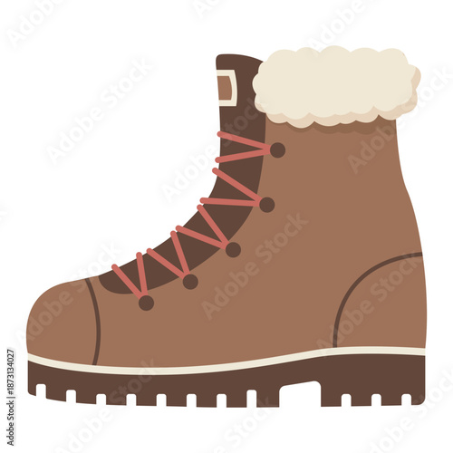 Winter boot with fur Flat Illustration