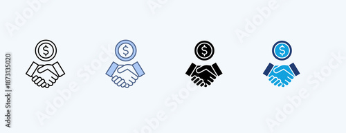 Handshake Multiple Icon Illustration Vector