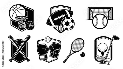 Collection of Diverse Sports Icons and Emblems.