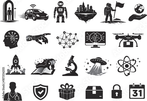 Galactic Night – Moon, Stars & Deep Space Silhouette Icons