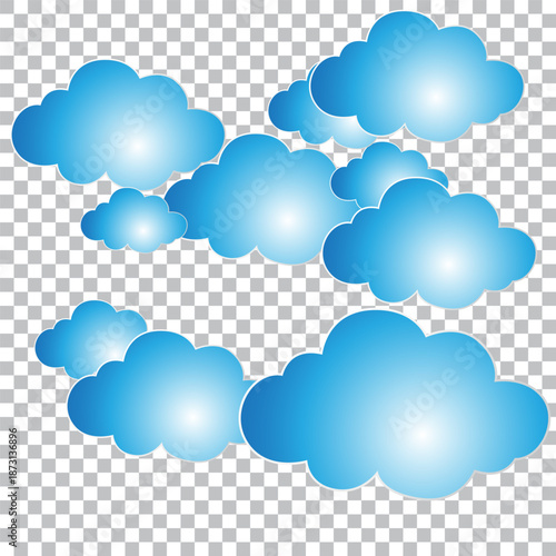 Realistic white fluffy clouds with fog or light smoke effect