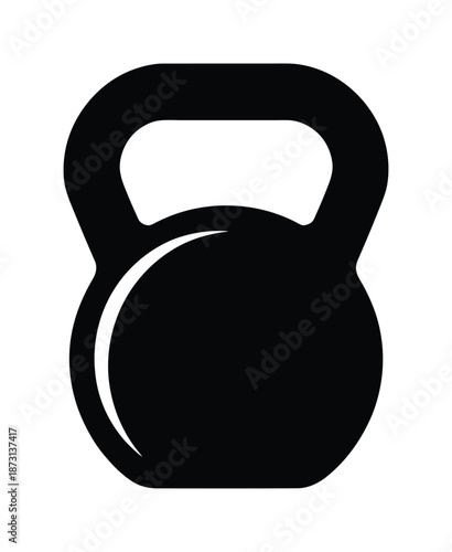 Black and white vector illustration of a kettlebell for strength training