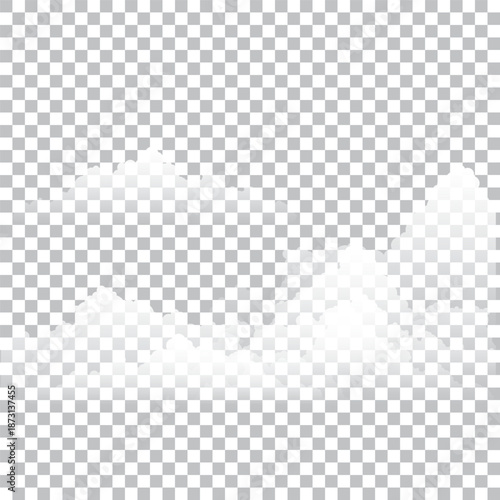 Realistic white fluffy clouds with fog or light smoke effect