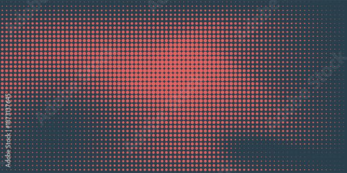 Vector Chequered Halftone Pattern Smooth Curved Border Red Blue Abstract Background. Checkered Rounded Square Dots Blur Texture Pop Art Design. Half Tone Contrast Graphic Minimalist Art Wide Wallpaper