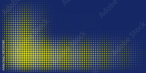 Dots halftone yellow and dark blue color pattern gradient grunge texture background. Dots pop art sport style vector illustration. Eps10