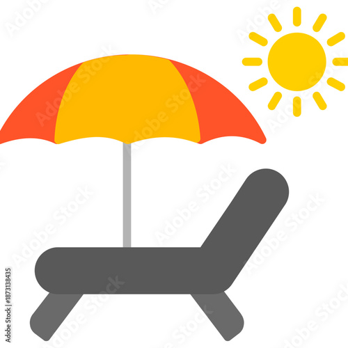 Beach lounger with umbrella Icon