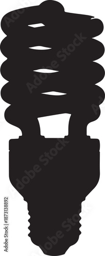 Compact fluorescent lamp silhouette illustration icon isolated on transparent background