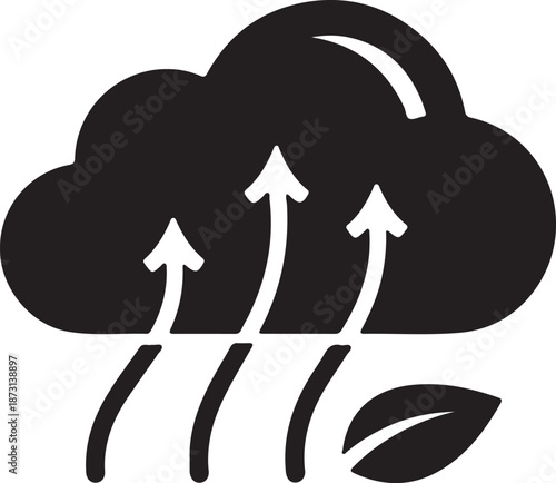 Cloud with rain and water vapor rising to the atmosphere naturally