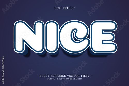 Bold 3D Cartoon Text Effect for the Word NICE
