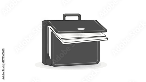 Modern briefcase with documents spilling out