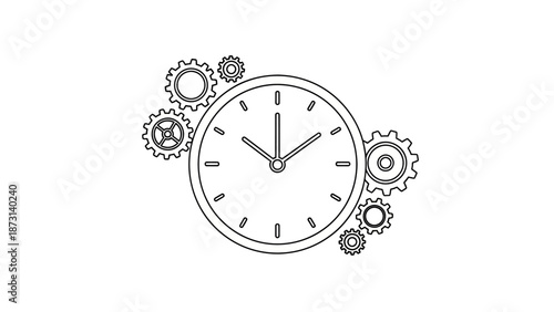 Clock with gears symbolizing time management and productivity