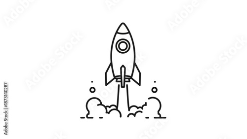 Stunning rocket launching into space with dynamic flames and smoke