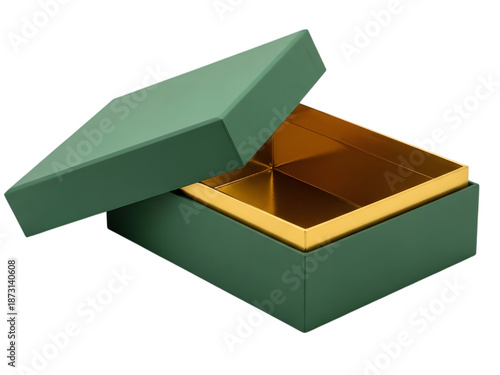Wallpaper Mural Green storage box with golden interior isolated on transparent background, isolated on white background Torontodigital.ca