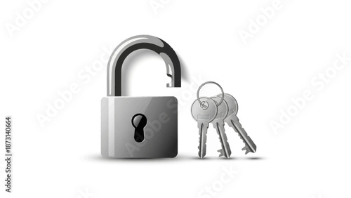 Open padlock with keys symbolizing security and freedom