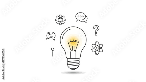Innovative business idea with lightbulb and creative symbols
