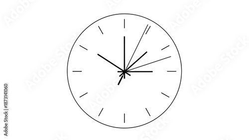 Simple analog clock face with black hands on white background