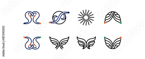 Abstract winged designs on black background conceptual vector