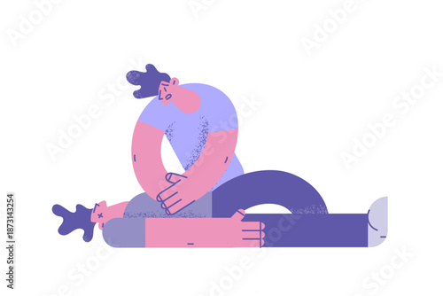 Man make heart massage to victim on floor