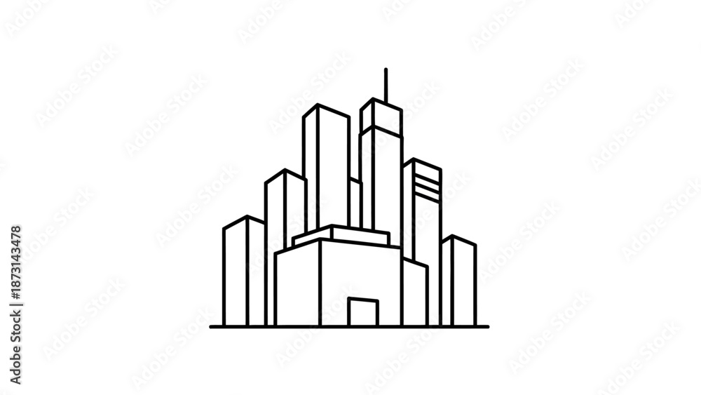 Fototapeta premium Modern cityscape with sleek skyscrapers and urban architecture