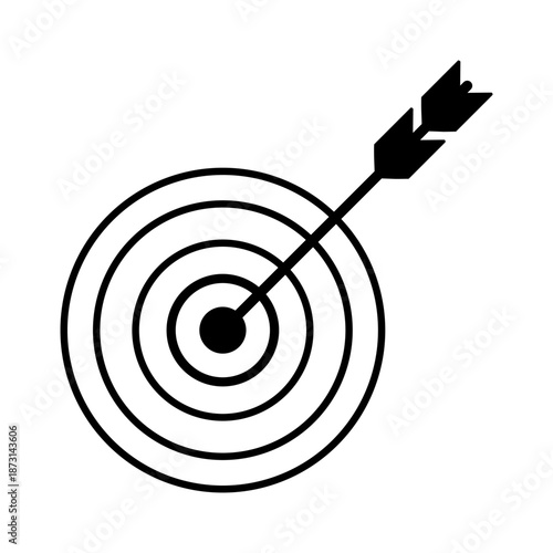 Simple target icon with arrow hitting the center representing achievement and perfect accuracy.