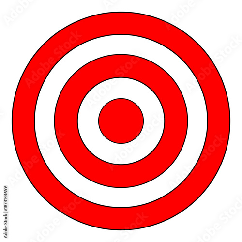 Red and white bullseye target with bold concentric circles for accuracy concepts.