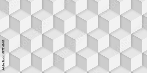 Abstract wall structure paper white cubic square shape backdrop texture. minimal cube geometric wallpaper floor vector diamond hexagon triangle mosaic background.