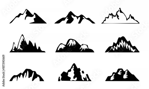 set of mountain icons