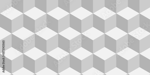 Abstract wall structure paper white cubic square shape backdrop texture. minimal cube geometric wallpaper floor vector diamond hexagon triangle mosaic background.