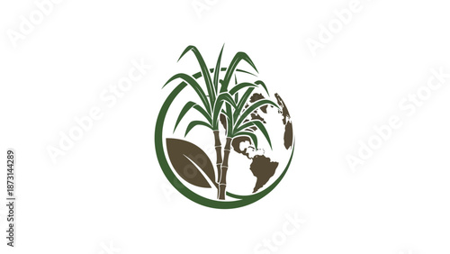 Eco friendly symbol with sugarcane and globe