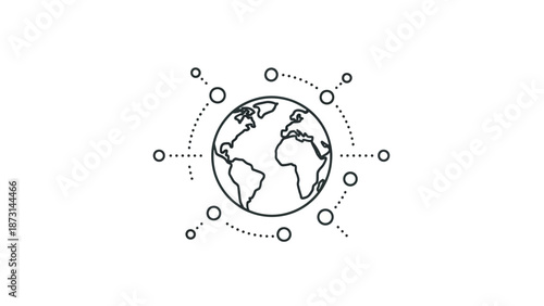 Global connections and earth from space with network lines