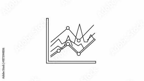 Business data analysis with line graph and trends