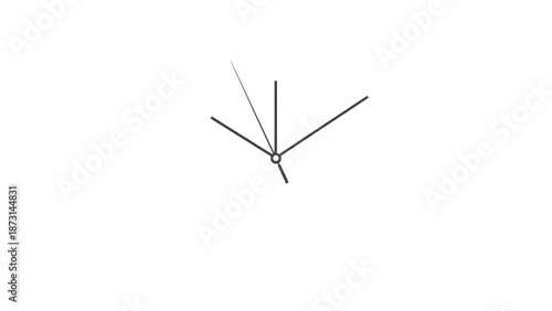 Minimalist clock face with three hands and circular center