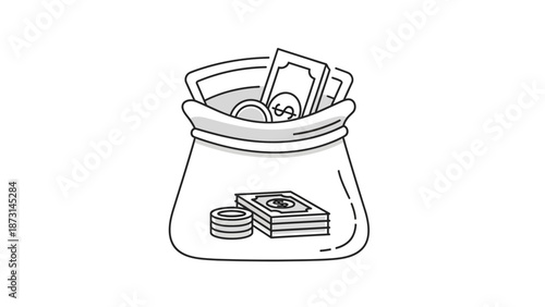 Money savings in a glass jar with bills and coins inside