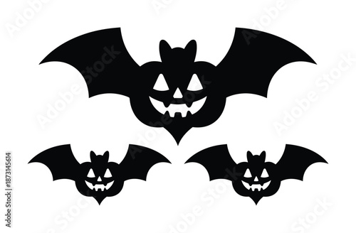 Halloween vector bats with jack o lantern faces creates spooky feel