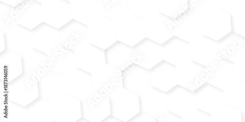 Abstract white hexagon grid presentation surface mosaic tiles. minimal paper tech bee website science element grid design. white hexagon futuristic technology geometric texture background.