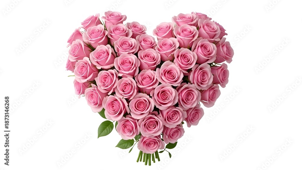 Fototapeta premium Heart shaped bouquet of pink roses.