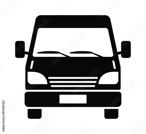 Simple black vector illustration of a car viewed from the front