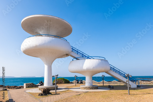 Observation deck at Fenggui Blowholes in Magong City, Penghu County, Taiwan