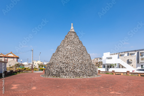 Suogang Zi Wu Pagodas, a pair of historic stone pagodas in Suogang Village, Penghu, Taiwan
