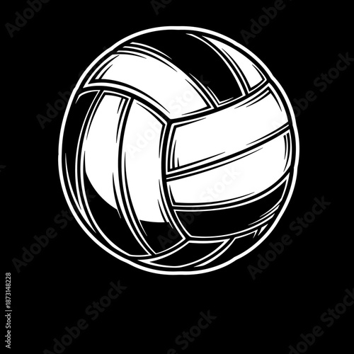 Volleyball Ball Graphic Design Isolated on Black Background.