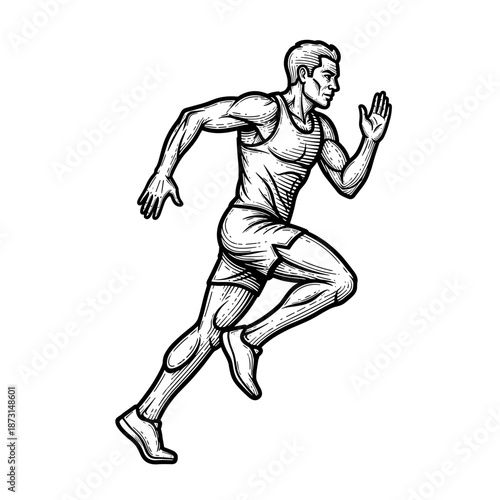 Dynamic sketch of a male runner in motion, showcasing athleticism and speed.