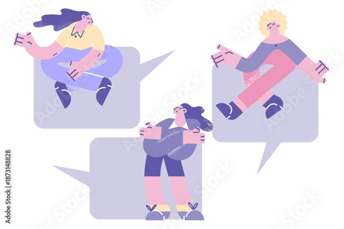 Smiling people involved in online communication together