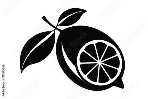 Round Lemon Slice Silhouette Vector Graphic for Summer Drinks and Citrus Fruit Branding