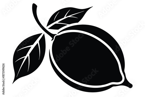 Minimal Lemon Icon Silhouette Black and White Design for Restaurant Menu and Health Apps