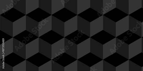 Abstract square gradient black cubic square shape backdrop texture. cube geometric wall and floor vector diamond hexagon triangle wallpaper background.