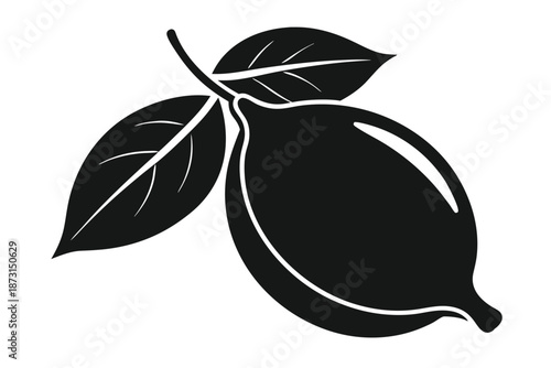 Side Profile Lemon Silhouette Graphic in Black and White for Farm to Table Market Logos