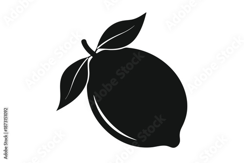 Artistic Lemon Silhouette Design Element in Black and White for Modern Kitchen Decor